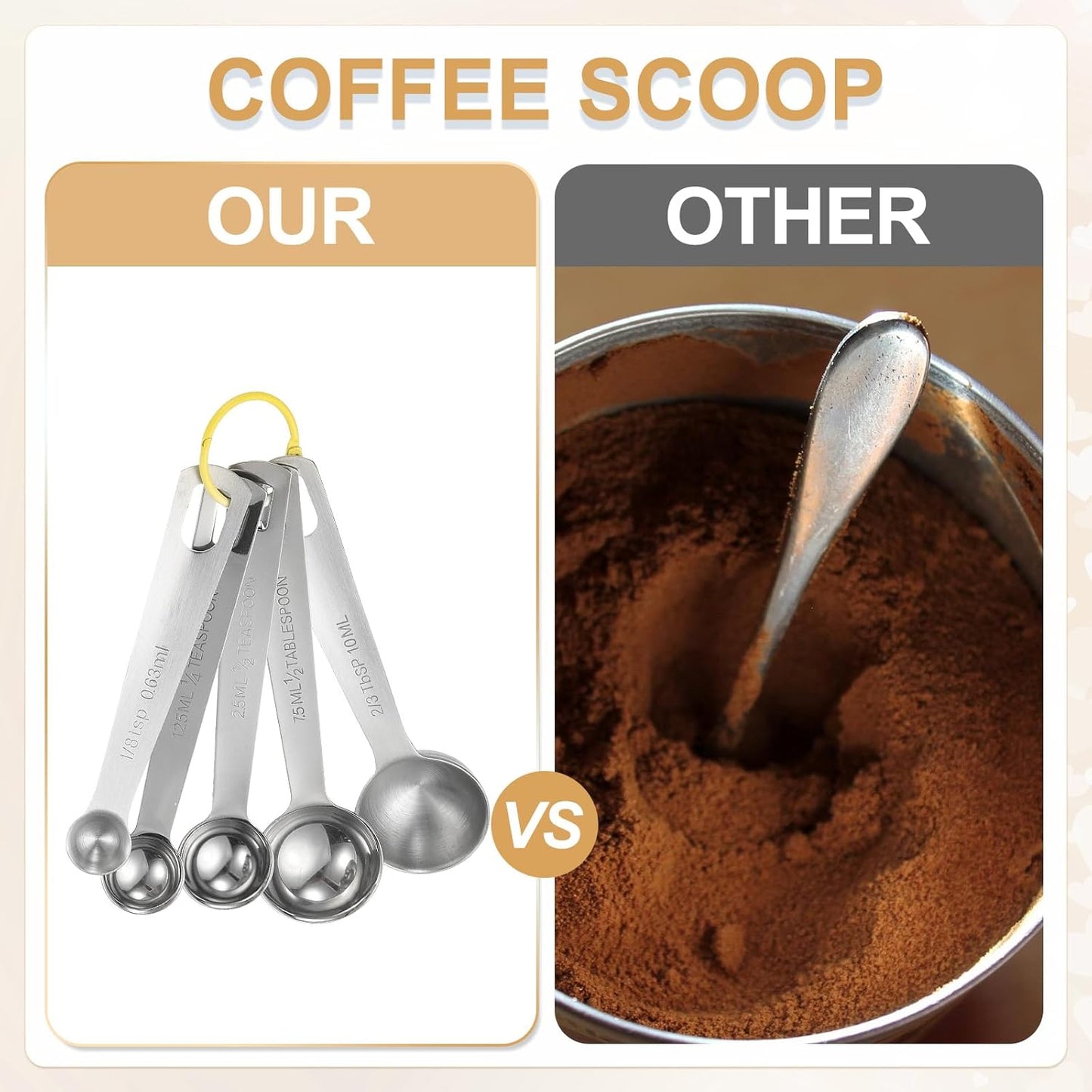 PATIKIL 1pcs 10ml Tablespoon Measuring Spoon, 2/3 Tbsp Measuring Spoon Stainless Steel Individual Measure Scooper Only for Ground Coffee Loose Tea Powder