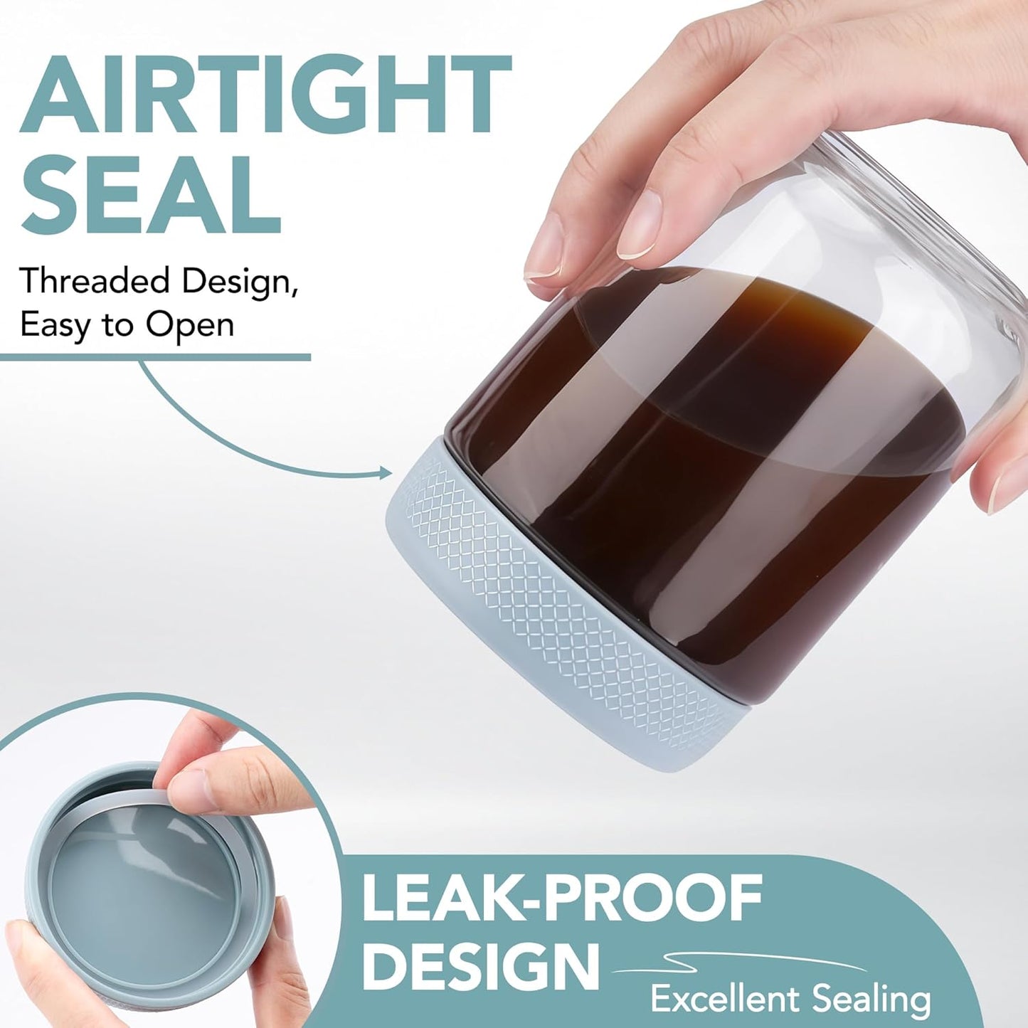 6-pack Overnight Oats Containers with Lids, 16oz Clear Glass Jars with Airtight Lids, Wide mouth Mason Jars, Food Storage Containers for Meal Prep Chia Spice Cereal Snacks Yogurt Salad Pudding Sugar