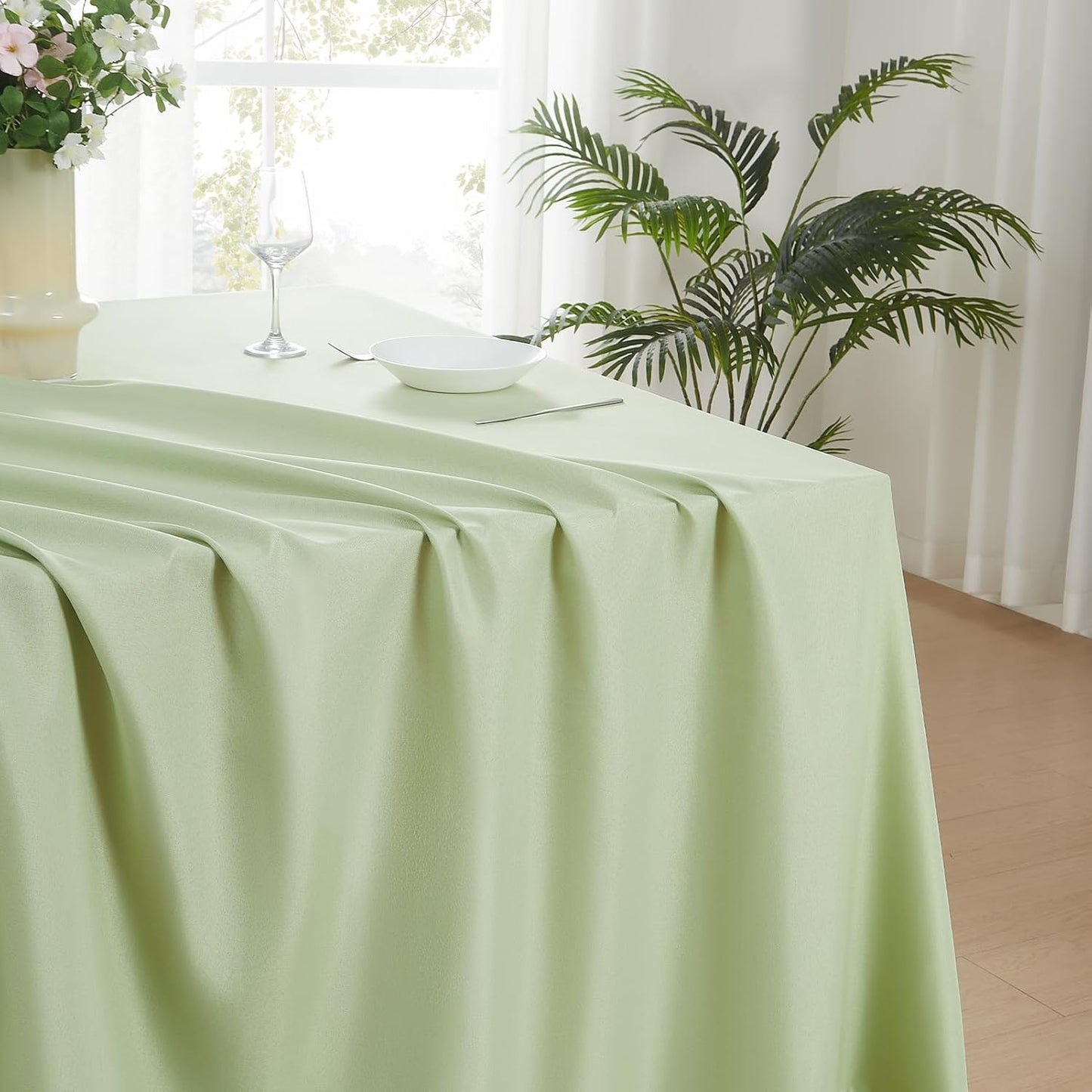 Rectangle Tablecloths 90x132 Inch 2 Pack Sage Green Tablecloth Washable Decorative Linen Polyester Table Cloths for Dining Table Banquets Buffet Parties and Wedding
