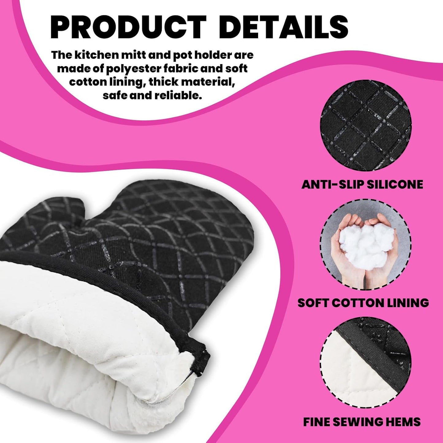 Funny Oven Mitts and Pot Holders（Set of 2） Baking Queen Oven Mitts for Kitchen Decor Silicone Non-Slip Oven Mitts Kitchen Gifts for Women Hostess Great Housewarming Gifts for Family Friend