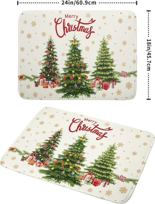 Christmas Tree Dish Drying Mat 18x24 for Winter Xmas Tree Snowflake Kitchen Counter Decor Absorbent Reversible Microfiber Xmas Tree Dishes Pad Dish Drainer Rack Mats Kitchen Accessories
