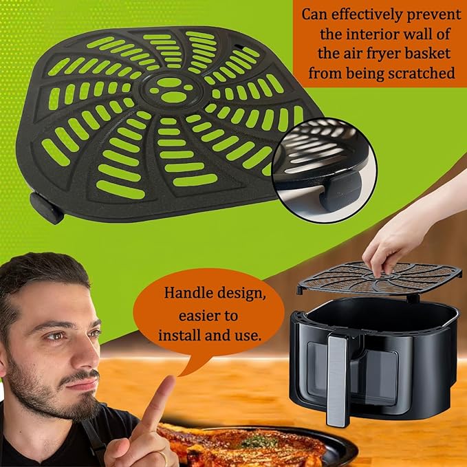 6QT Air Fryer Grill Pan for Gourmia GAF616 Air Fryers, Upgraded Air Fryer Crisper Tray Grill Crisper Plate Rack Insert Grate Grid Shelf for Gourmia 6QT Air Fryers, Nonstick, Dishwasher Safe