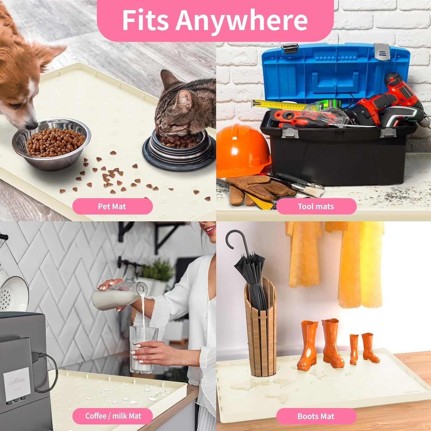 Sdpeia Under Sink Mat for [28" x 19"] Cabinet, Upgraded Silicone Waterproof Mat Kitchen Cabinet Liner Cabinet Protector Kitchen Organizers and Storage