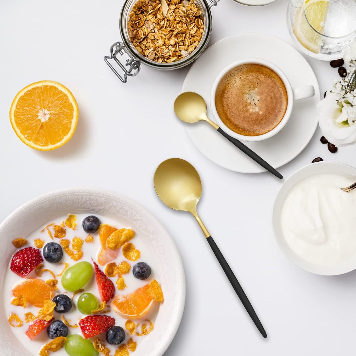 Gold Silverware Set, 24-Piece Stainless Steel Flatware, Flatware Set for 6, Knife Fork Spoon, Home Dinnerware Tableware Set for 6, Cutlery Set, Include Knives/Forks/Spoons