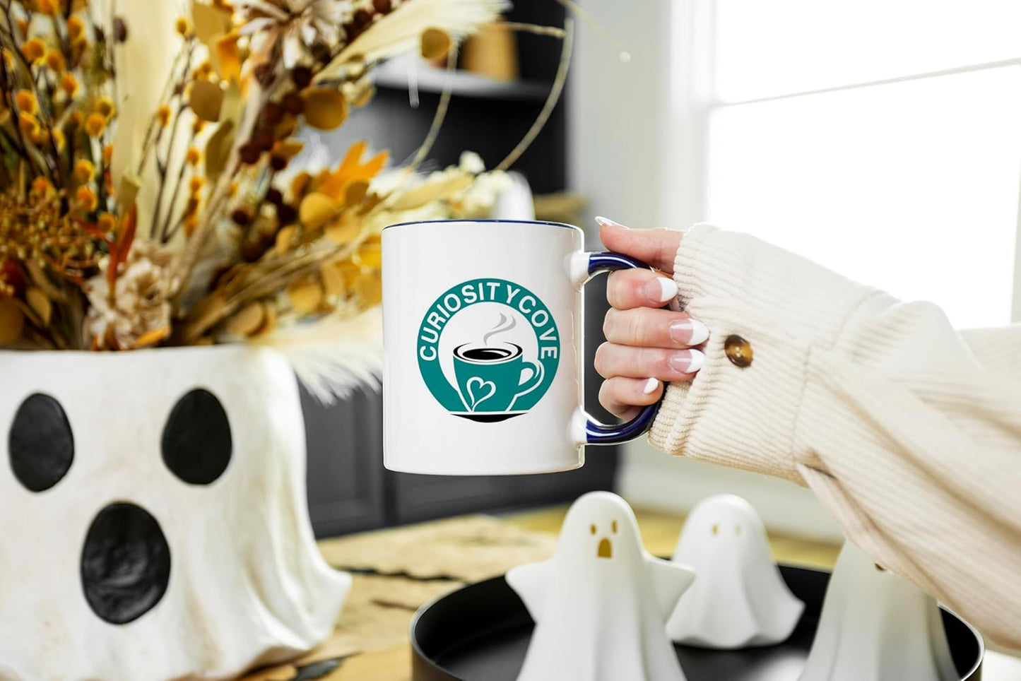 Personalized Coffee Mug | Custom Photo, Text, or Logo Cup (11oz, Navy Blue Rim, Inner, and Handle) |Dishwasher & Microwave Safe |Unique Gift for Men & Women –Taza Personalizada