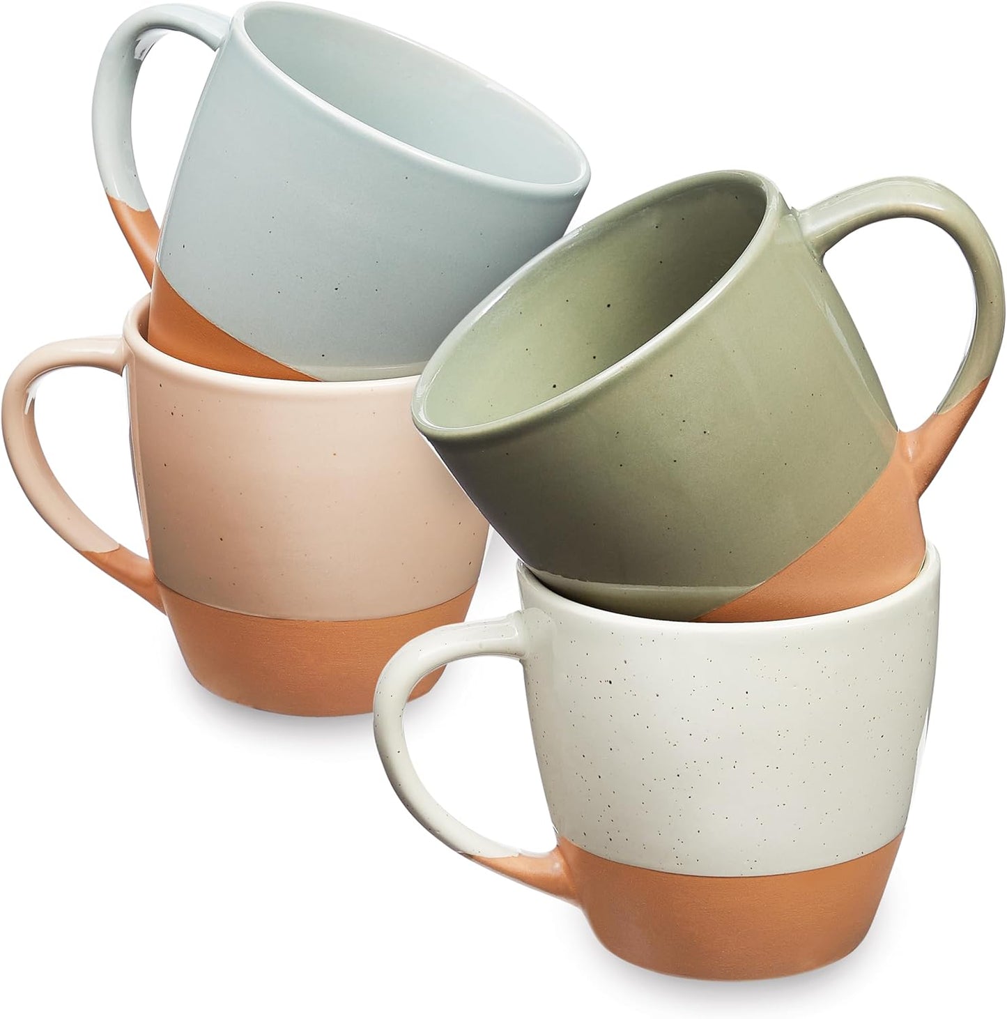 Sheffield Home Coffee Mugs Set of 4 Stoneware Mugs - 16oz Large Ceramic Coffee Mug with Handle - Dishwasher & Microwave Safe Classic Mug for Tea, Latte, Espresso and Cappuccino - Assorted Neutrals