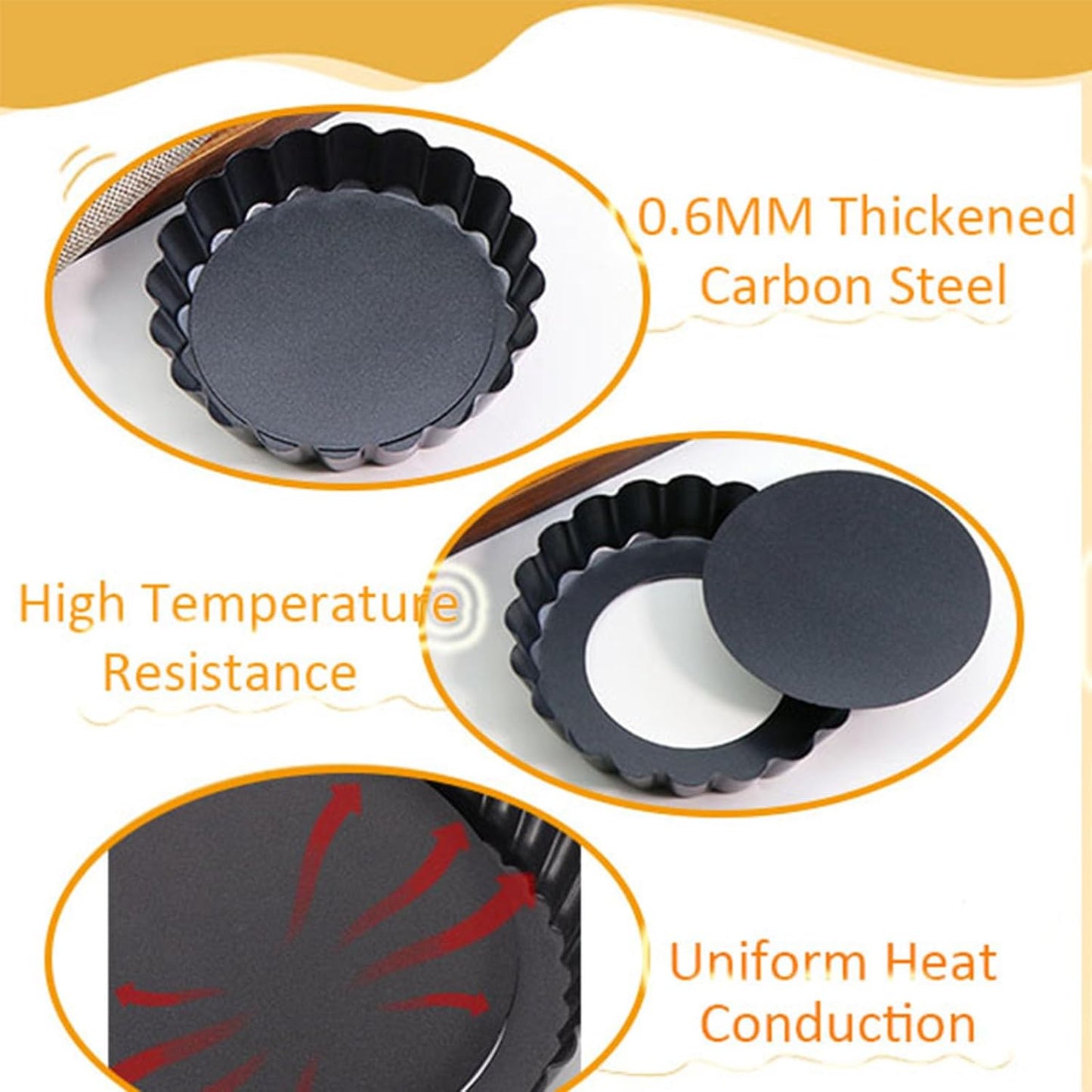 Mini Tart Pans 4 Inch with Removable Bottom, Nonstick Quiche Pan Fluted Edges Thickened Carbon Steel Pie Tart Pans for Baking tartlets, fruit tarts, mousse Cakes, tart shells – Set of 7