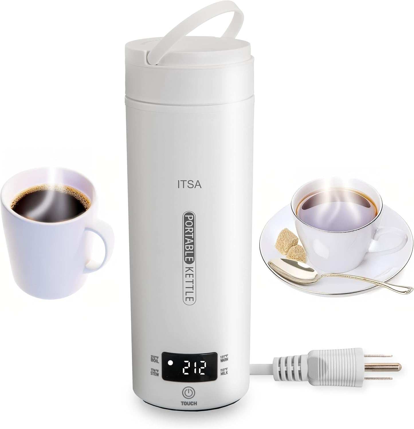 ITSA Travel Electric Kettle 500ml Portable Stainless Steel Water Boiler with Temperature Control & Auto Shut Off – Mini Electric Kettle for Coffee, Tea & Hot Water, BPA-Free