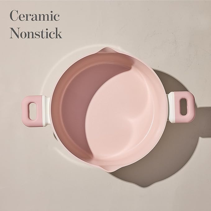 CAROTE 5.5QT Nonstick Stock Pot with Lid, Ceramic Casserole with Ladle, Non-toxic Kitchen Soup Pot, Big Cooking Pots PFAS and PFOA Free