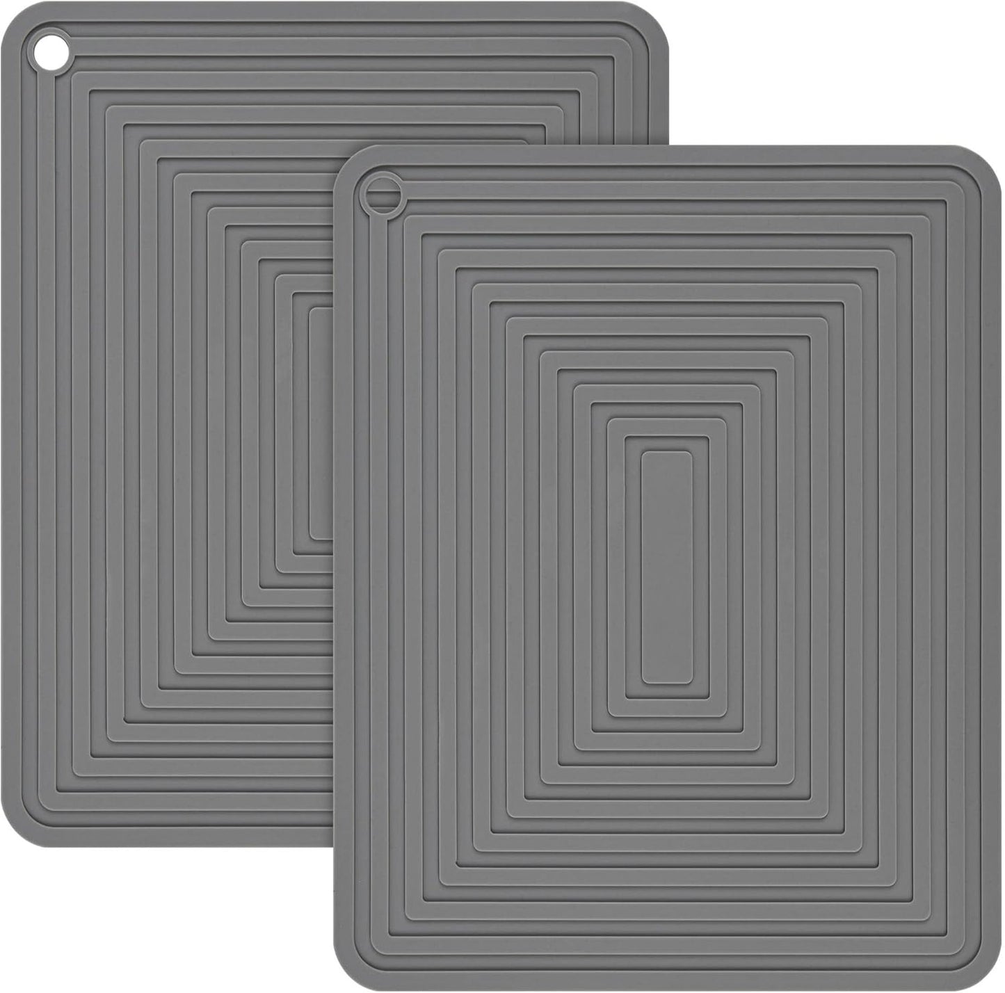Trivets for Hot Dishes, Silicone Trivets for Hot Pots & Pans, Hot Pads for Kitchen, Non Slip Table Silicone Mats-Pot Holders-Placemat, Rectangular Microwave Cover Mats Pack 2 Dark Gray