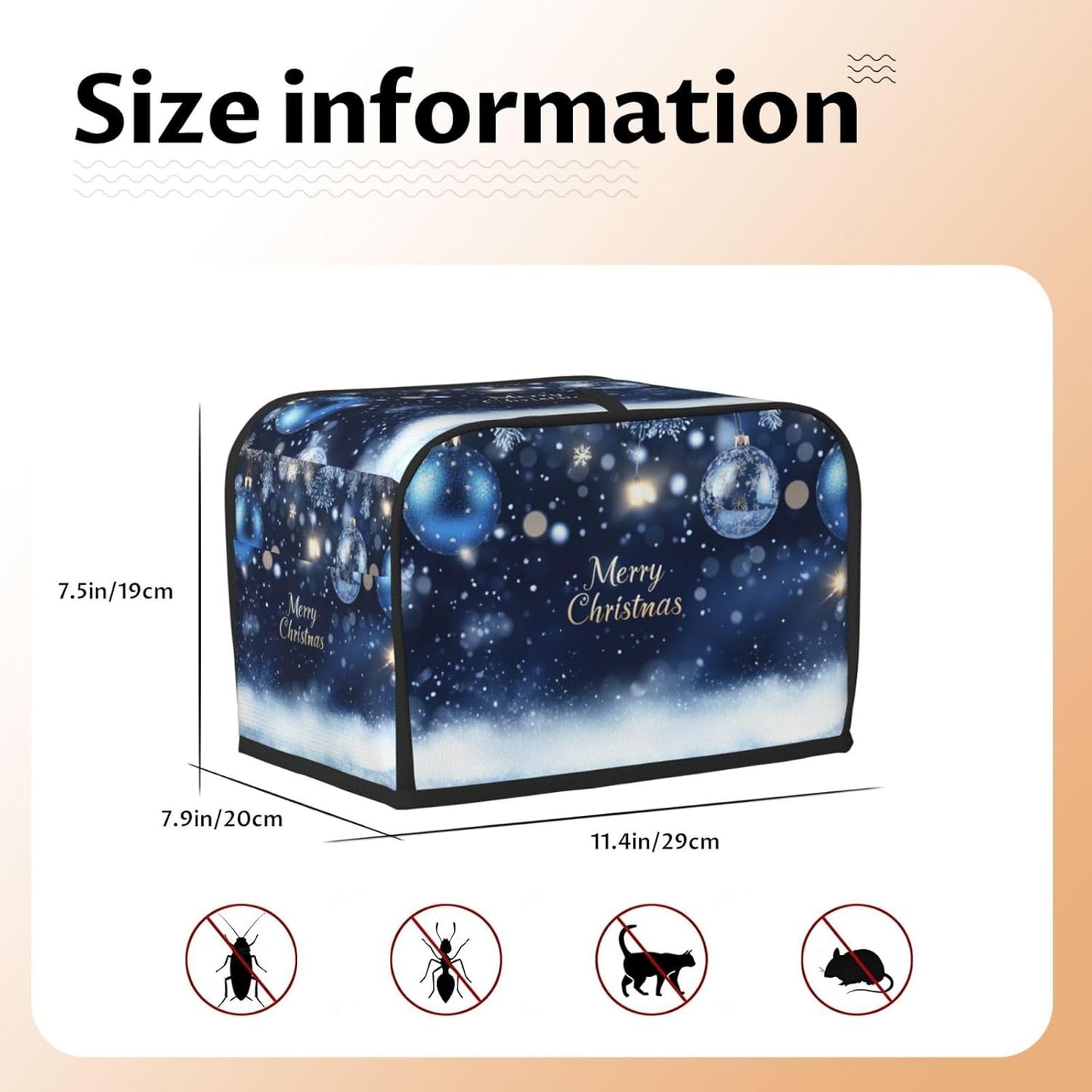 Toaster Cover 2 Slice Christmas Ball Blue Snow Winter Kitchen Small Appliance Covers with Pockets Dust and Fingerprint Protection