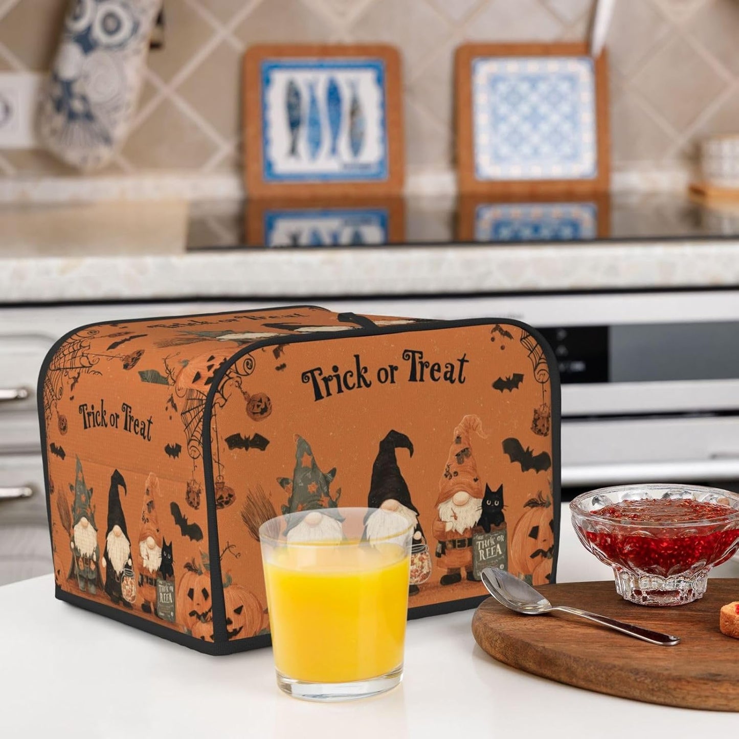 Toaster Cover 4 Slice Gnomes Halloween Pumpkin Kitchen Small Appliance Covers with Pockets Dust and Fingerprint Protection