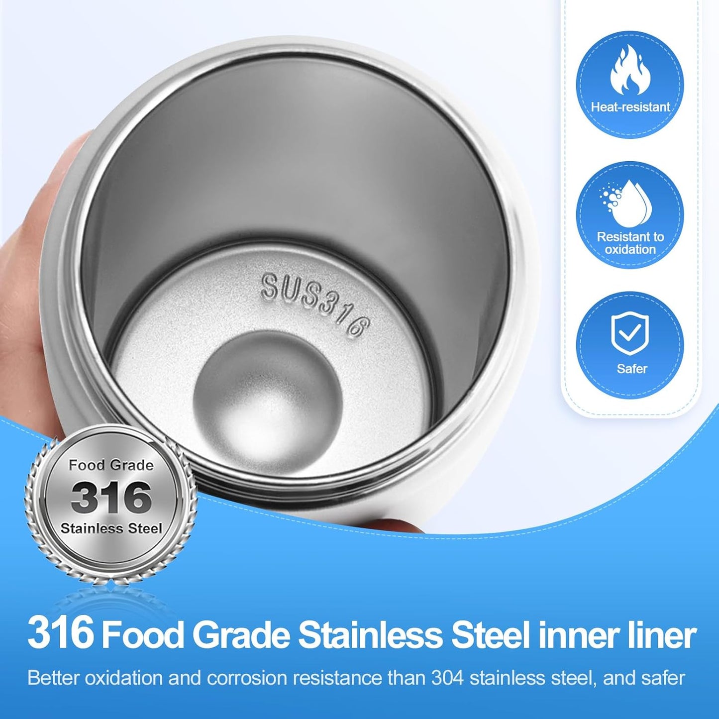 Kawu Portable Blender, 316 Stainless Steel Inner Cordless Personal Blenders Cup, Food Grade, 23Oz Electric Sports Blender Shakes and Smoothies, USB Rechargeable, BPA Free, Juice Mixer Gym, Home