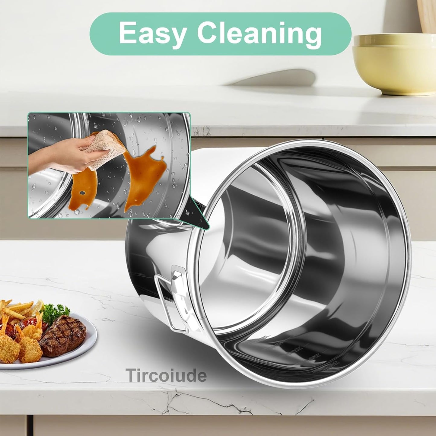 304 Stainless Steel Airtight Canister, 21L/5.5 Gal Food Storage Containers, 38 lbs Metal Bucket, with Lids and 4 Lock Clips for Grain, Rice, Oil, Sugar, Flour, Coffee Bea