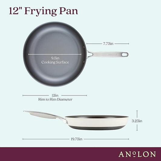 Anolon Achieve Hard Anodized Nonstick Frying Pan/Skillet, 12 Inch, Cream