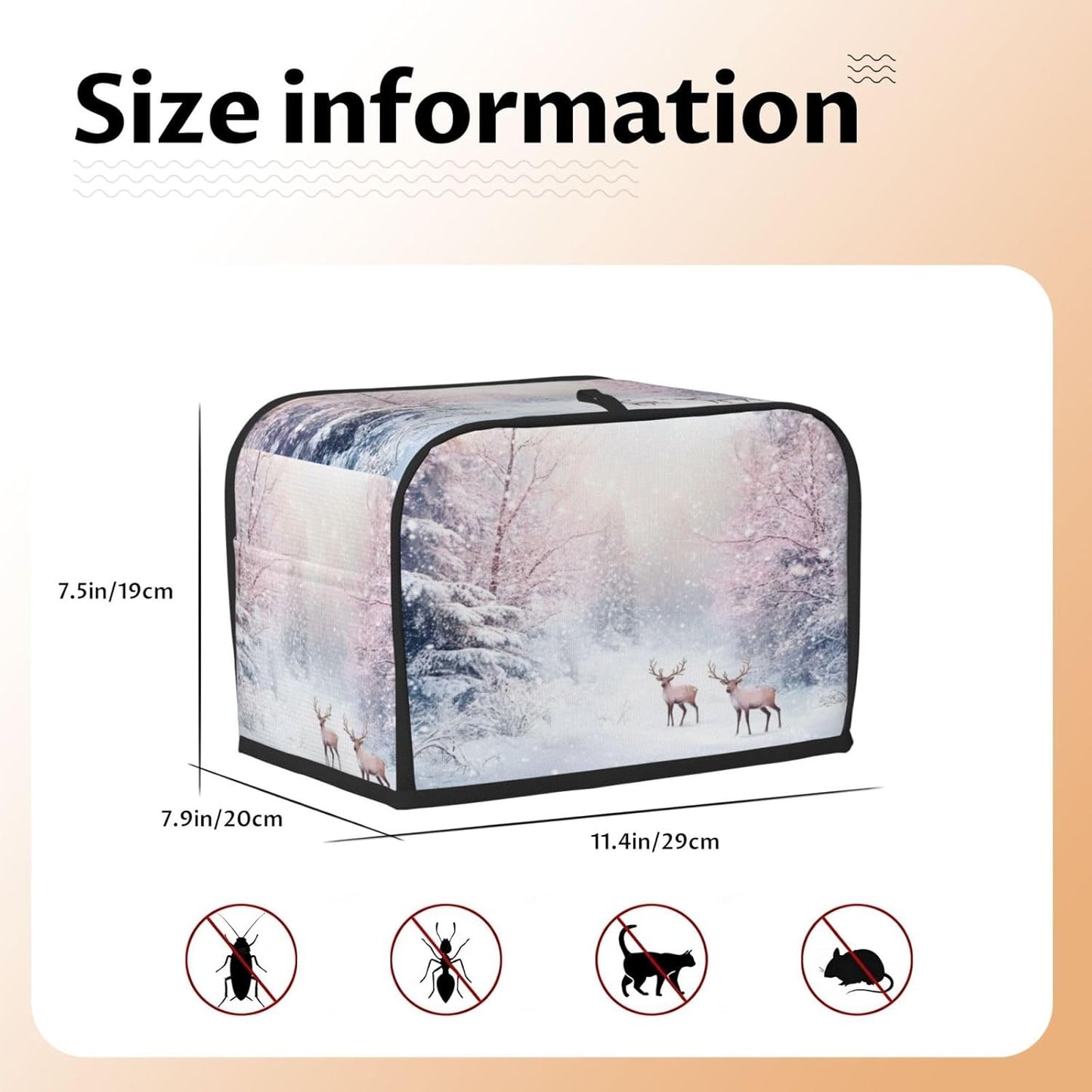 Toaster Cover 2 Slice Winter Deer Forest Christmas Kitchen Small Appliance Covers with Pockets Dust and Fingerprint Protection