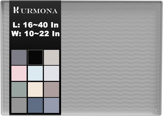 URMONA 16'' x 10'' Waterproof Silicone Under Sink Mat Cabinet and Counter Protector, Shelf Liner for Kitchen and Bathroom, Storage and Organizers, Litter Mat, Pet Cat Puppy Essentials(Light Grey)