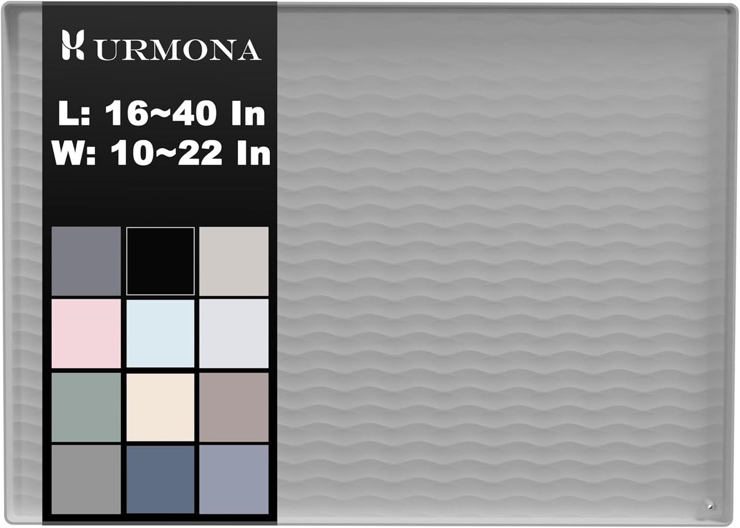 URMONA 28'' x 22'' Waterproof Silicone Under Sink Mat Cabinet and Counter Protector, Shelf Liner for Kitchen and Bathroom, Storage and Organizers, Litter Mat, Pet Cat Puppy Essentials（Light Grey）