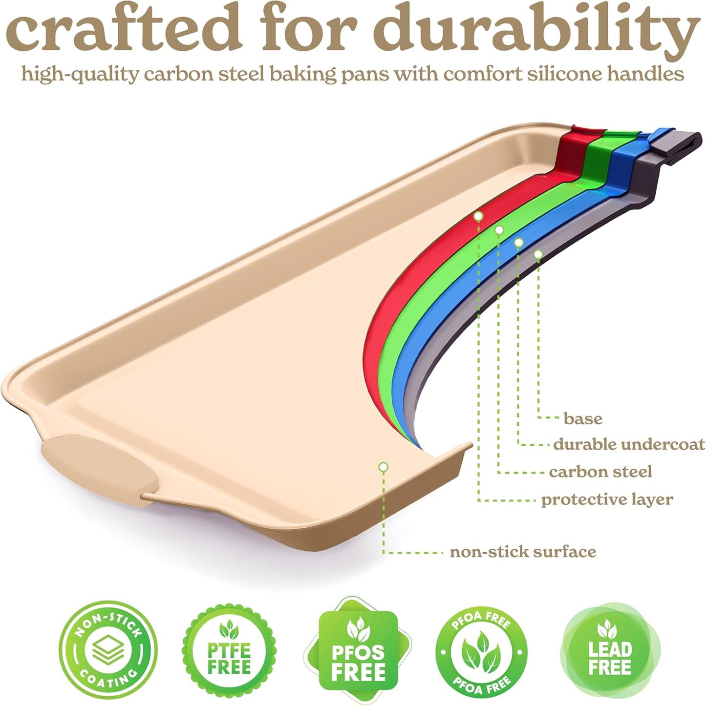 Country Kitchen Nonstick Stackable Bakeware Set - Heavy Duty, Durable, Easy Release Baking Set, Gold, 10 Pcs