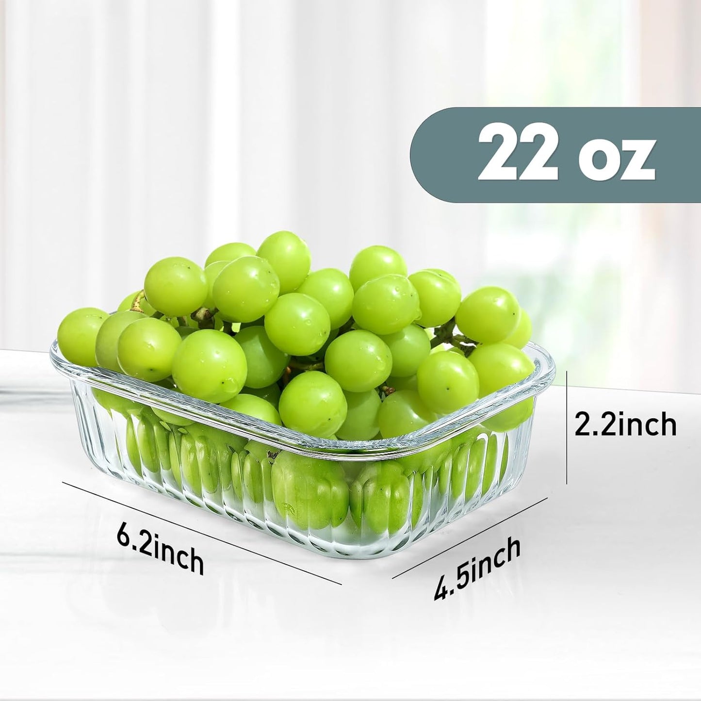 KOMUEE 10 Packs 22 oz Glass Meal Prep Containers, Glass Food Storage Containers with Lids, Airtight Glass Lunch Containers, Microwave, Oven, Freezer and Dishwasher Safe, White