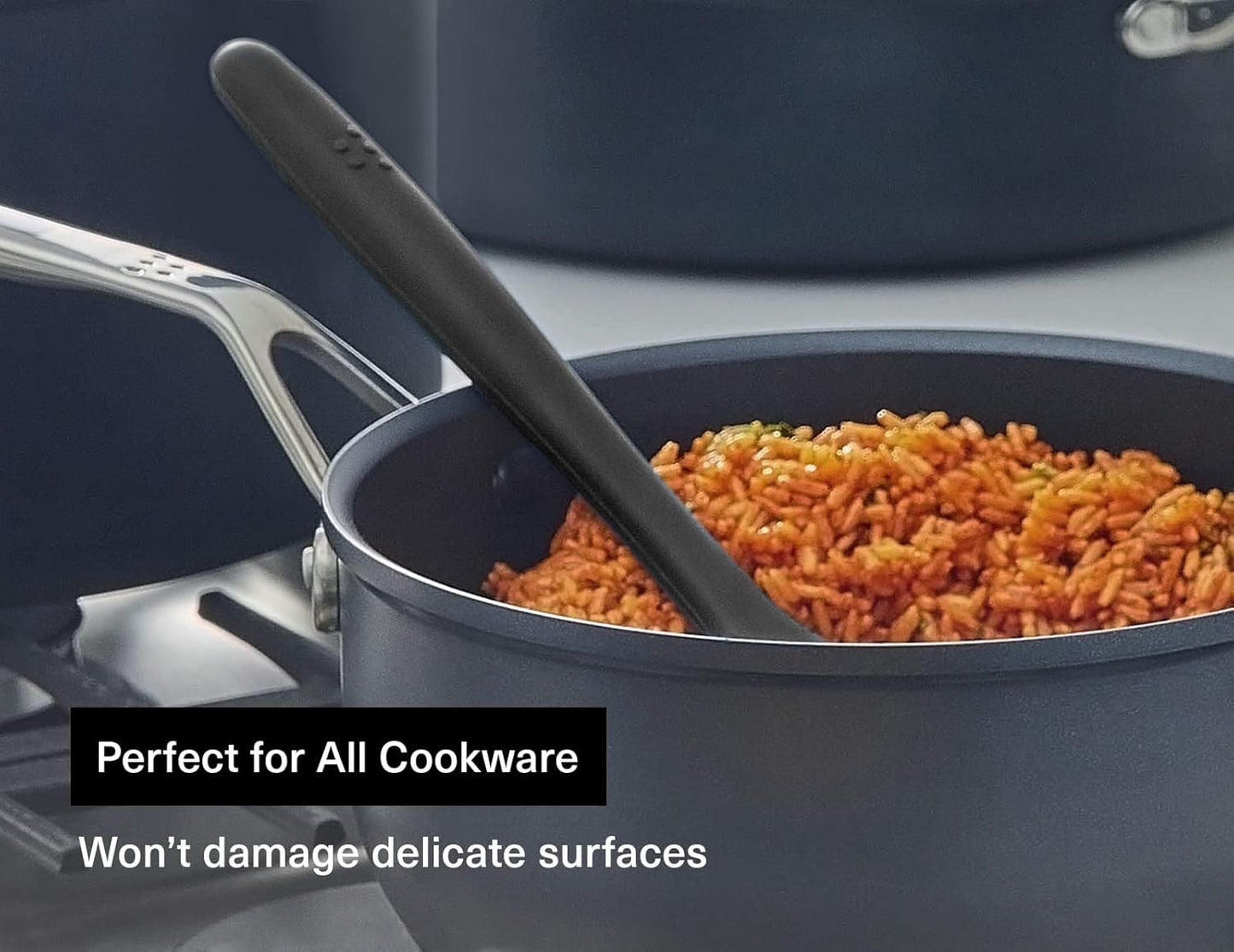 Misen Silicone Mixing Spoon - Professional-Grade, Dishwasher Safe - No Scratch Nonstick-Safe Kitchen Tool for Stirring, Scraping, and Serving - Stong, Durable, Heat Resistant - Black