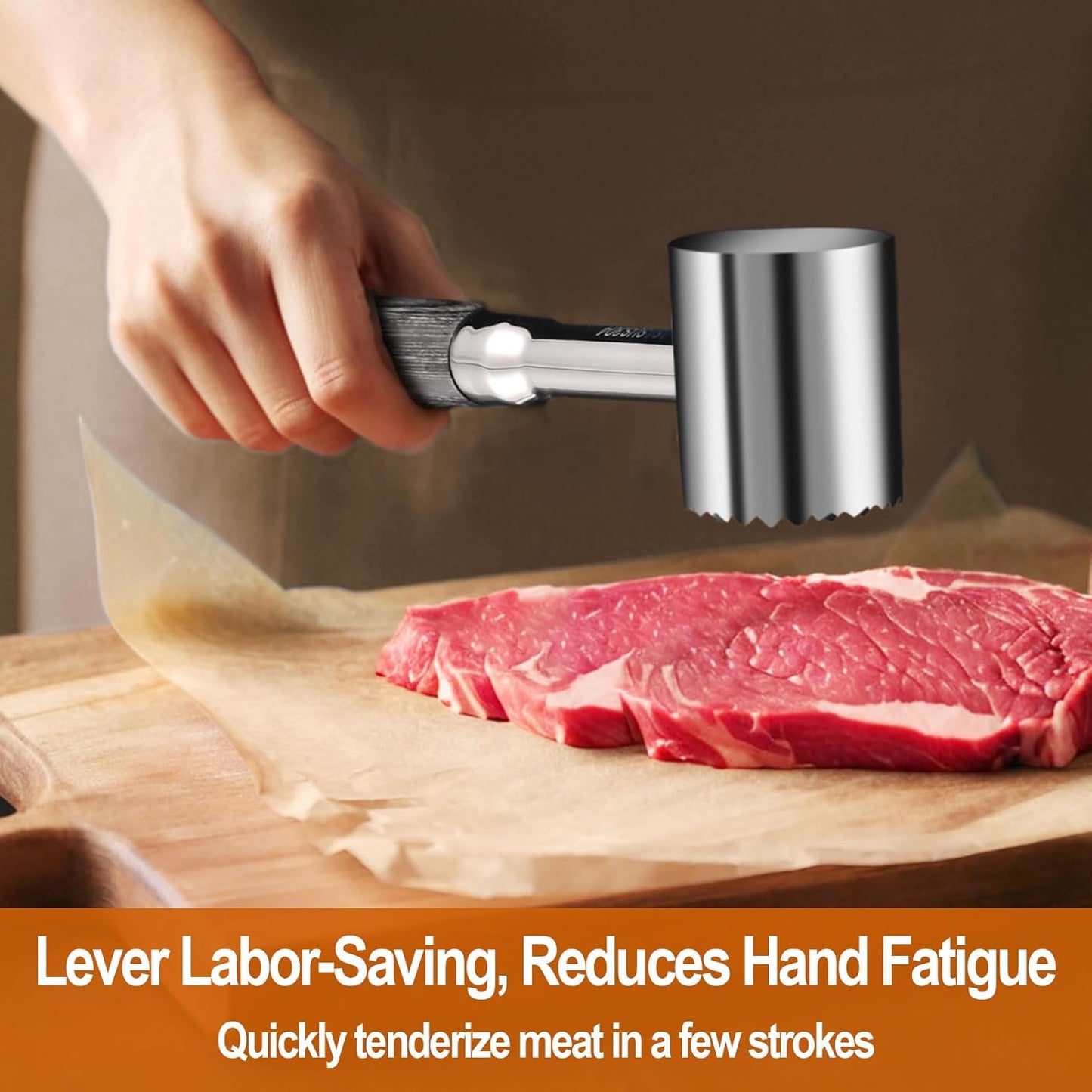 Meat Tenderizer Mallet - Lever Labor-Saving 304 Stainless-Steel Meat Tenderizer Tool for Tenderizing Chicken, Beef, Pork