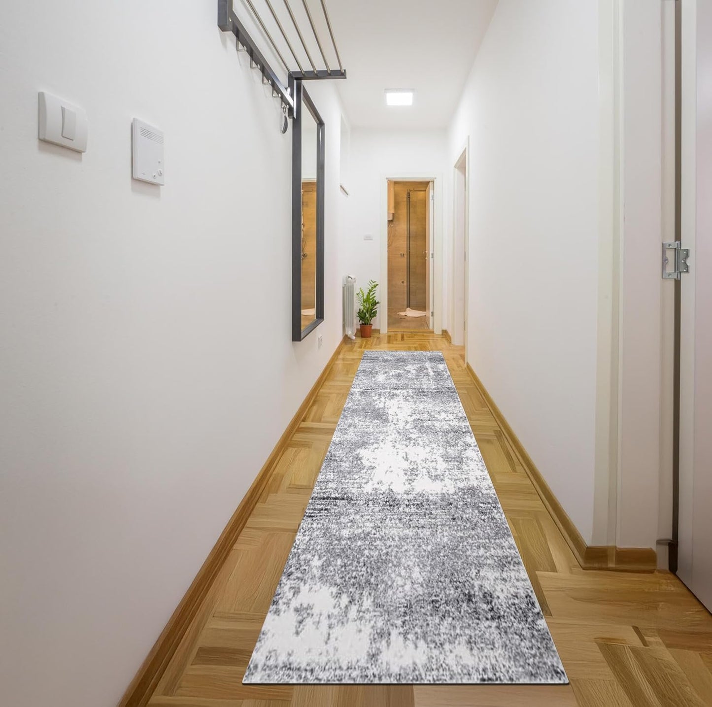 Keen Home Design Area Rugs - 2x14 Non-Shedding, Abstract Rugs for Kitchen, Living Room, Bedroom, Dining Room, Entryway - Size: 2'8" x 14', Abstract Cream/Grey