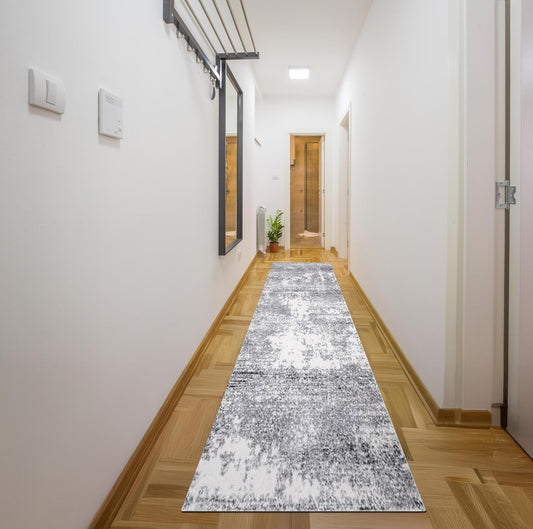 Keen Home Design Area Rugs - 2x20 Non-Shedding, Abstract Rugs for Kitchen, Living Room, Bedroom, Dining Room, Entryway - Size: 2'8" x 20', Abstract Cream/Grey