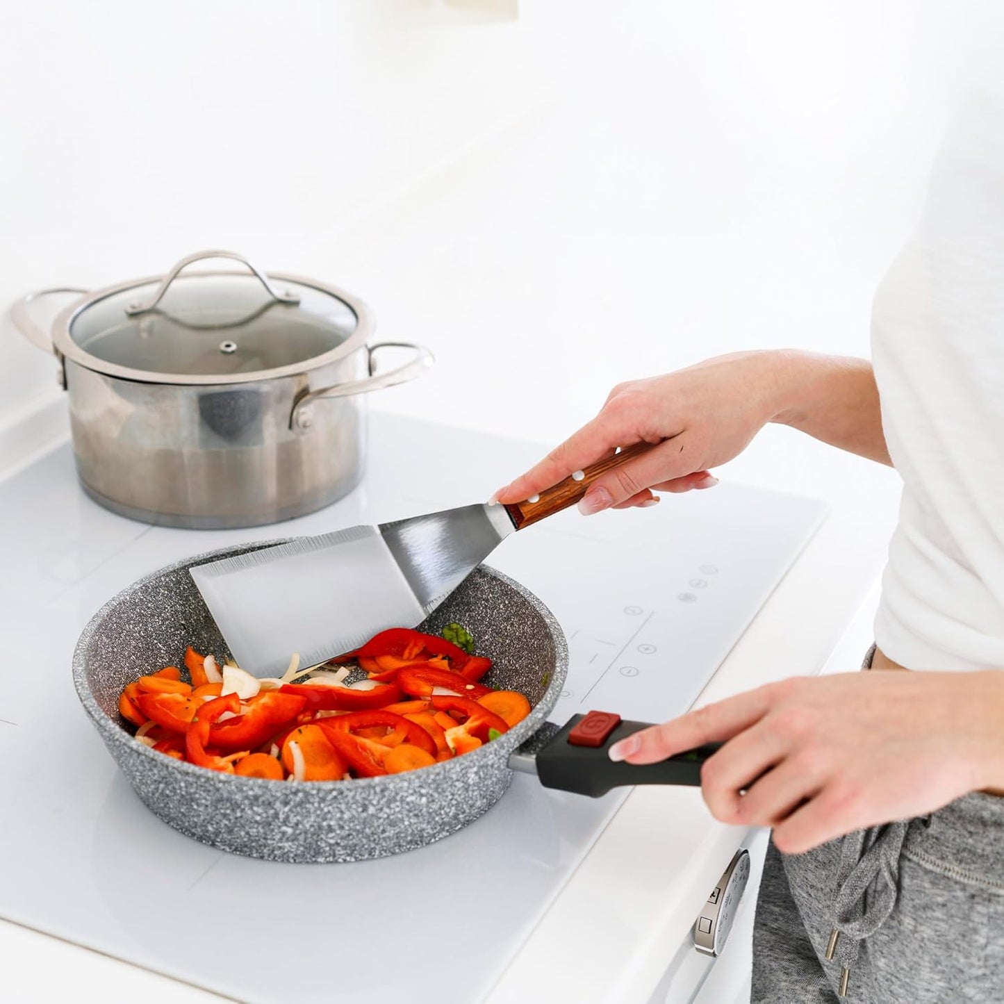 Homi Styles Metal Spatula Beveled Edges, Stainless Steel Grill Spatula with Wood Handle for Skillets, Griddles & Pancake Flipper for Burgers, Omelet, and Versatile for Culinary Task, 11 x 3 inches