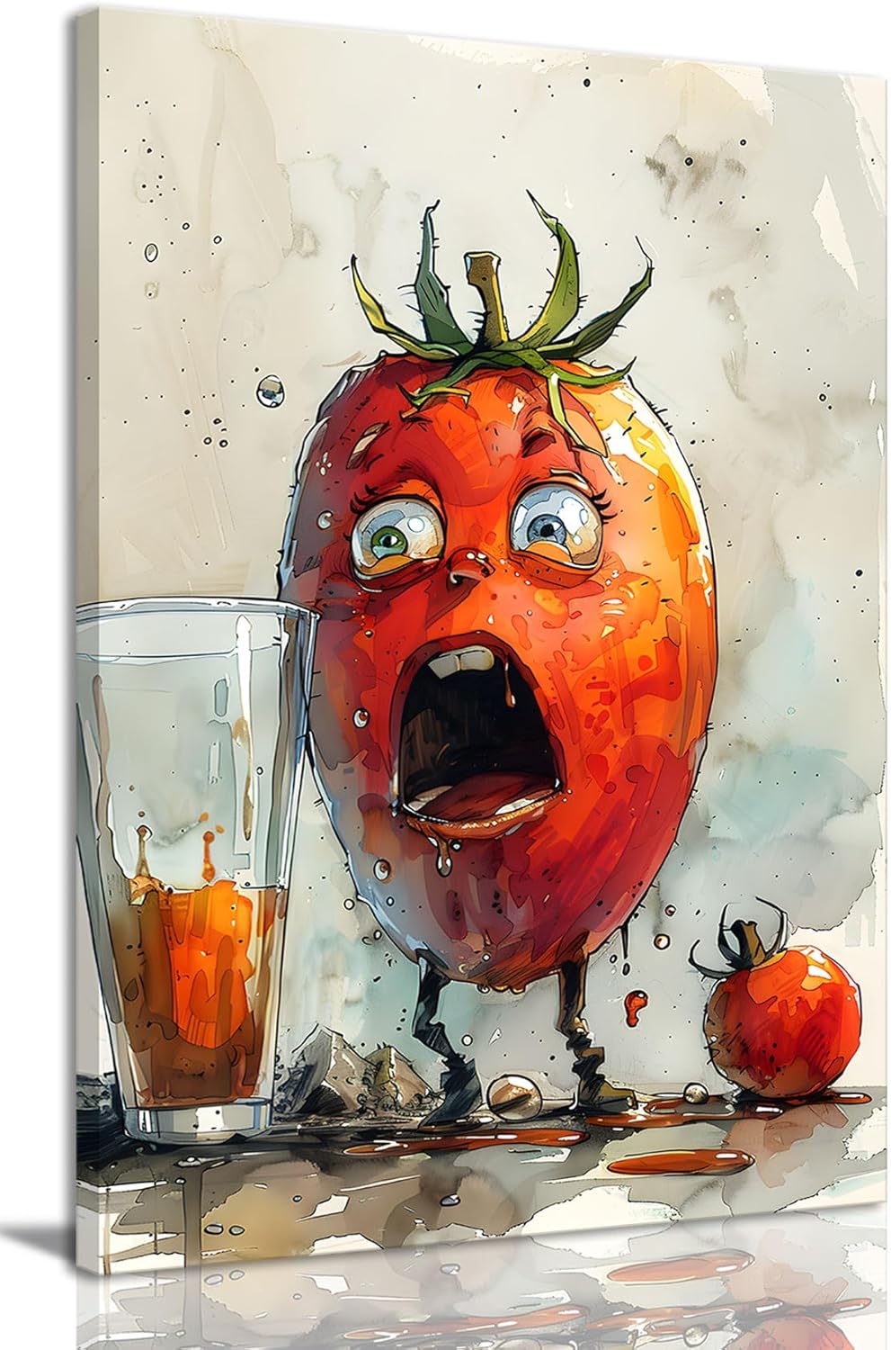 OIQArtOIQ Funny Kitchen Wall Art, Weird Kitchen Wall Decor, Vegetable Paintings Cool Postsers, Food Art, Eclectic Decor Dining Room, Chef Canvas Wall Art Print Artwork, Pickle Pictures