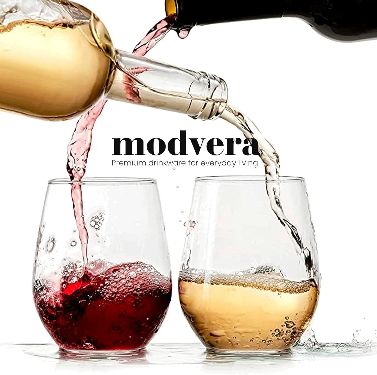 Stemless Wine Glass, Red & White 18oz Stemless Wine Glass Set of 6, Drink Glasses with Durable Chip Resistant Rim, Large Wine Glasses for Enhanced Aeration, Wine Accessories for Parties (18oz -6Pack)