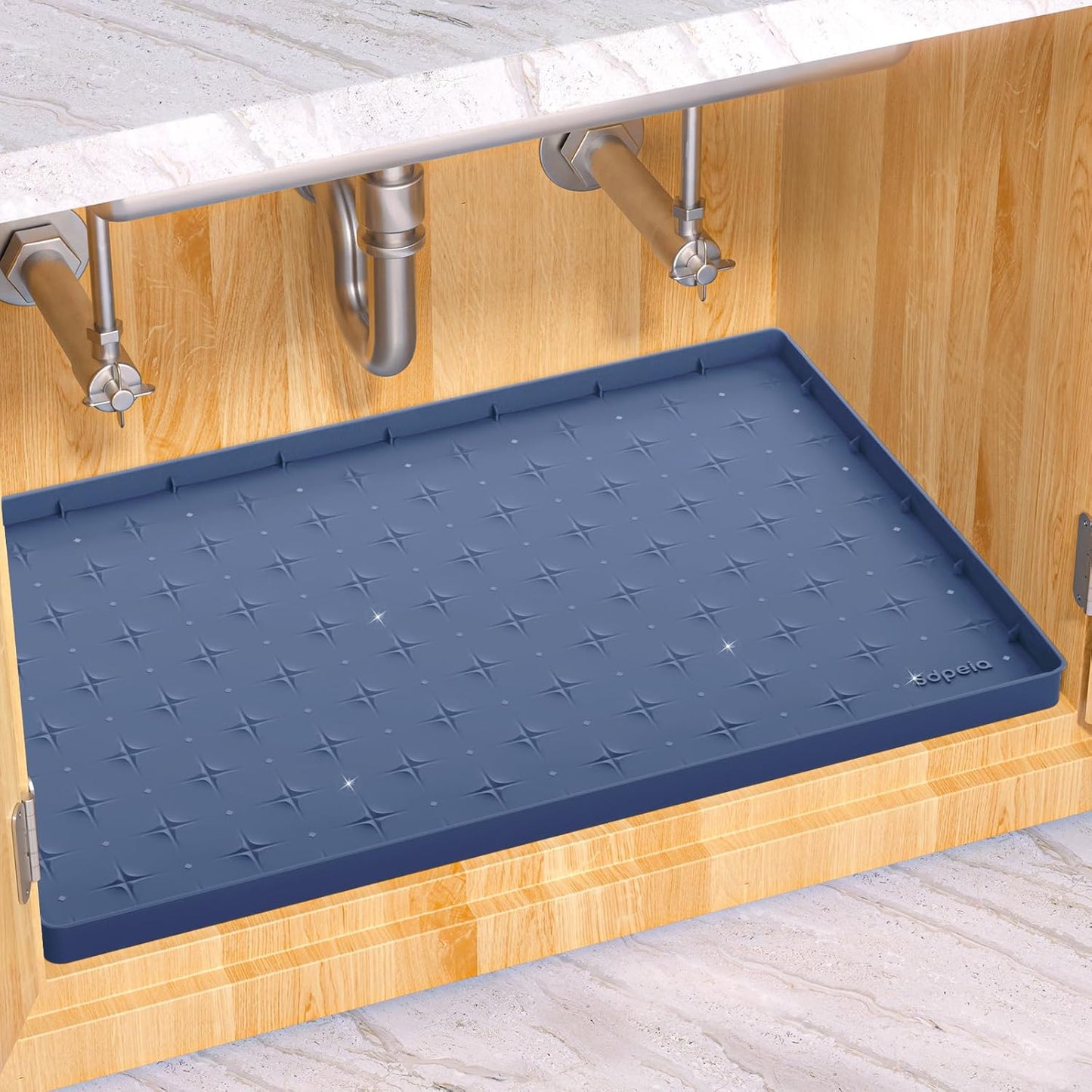 Sdpeia Under Sink Mat for [28" x 22"] Cabinet, Upgraded Silicone Waterproof Mat Kitchen Cabinet Liner Cabinet Protector Kitchen Organizers and Storage