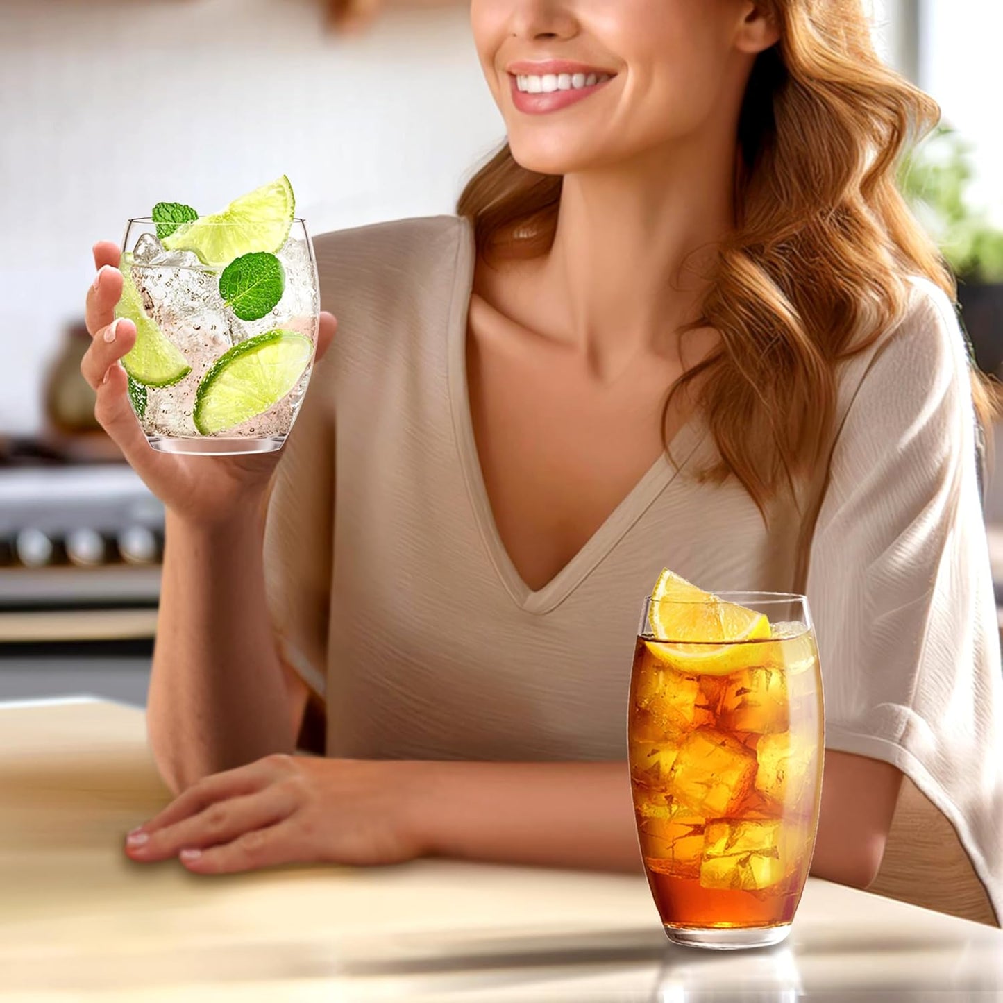 Amazing Abby - Fraternity - 12-Ounce and 16-Ounce Plastic Tumblers (Set of 8), Plastic Drinking Glasses, All-Clear Reusable Acrylic Cups, BPA-Free, Shatter-Proof, Dishwasher-Safe