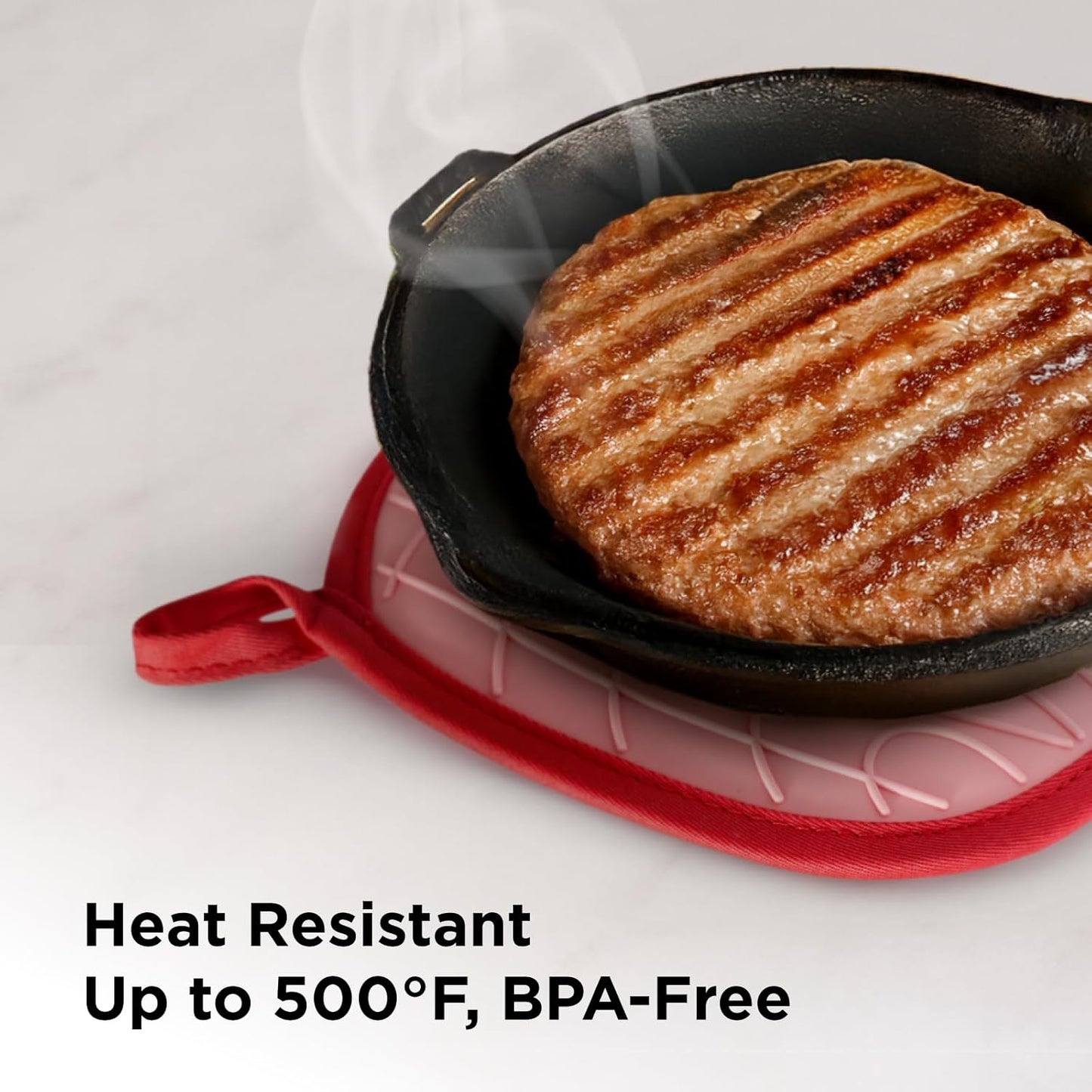 Kitchen Mama Silicone Pot Holders - Heat Resistant, Non-Slip Surface, Dual Pocket Design with Soft Cotton Lining, Safe, Durable, Stylish, Practical for Everyday Use Hot Oven, Bowl, Pan (Red)