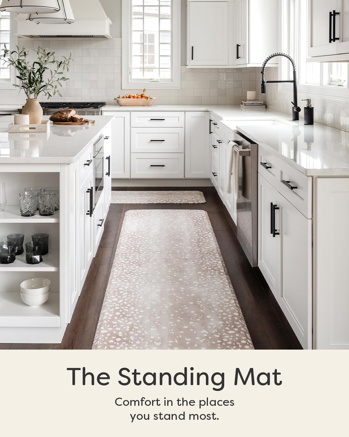 House of Noa Nama Standing Mat – Anti-Fatigue Cushioned Kitchen Mats for Floor | Ergonomic Bounce-Back Foam Kitchen Mats | Anti-Fatigue Mats for Kitchen & Standing | Fawn Brown | 22" x 72"