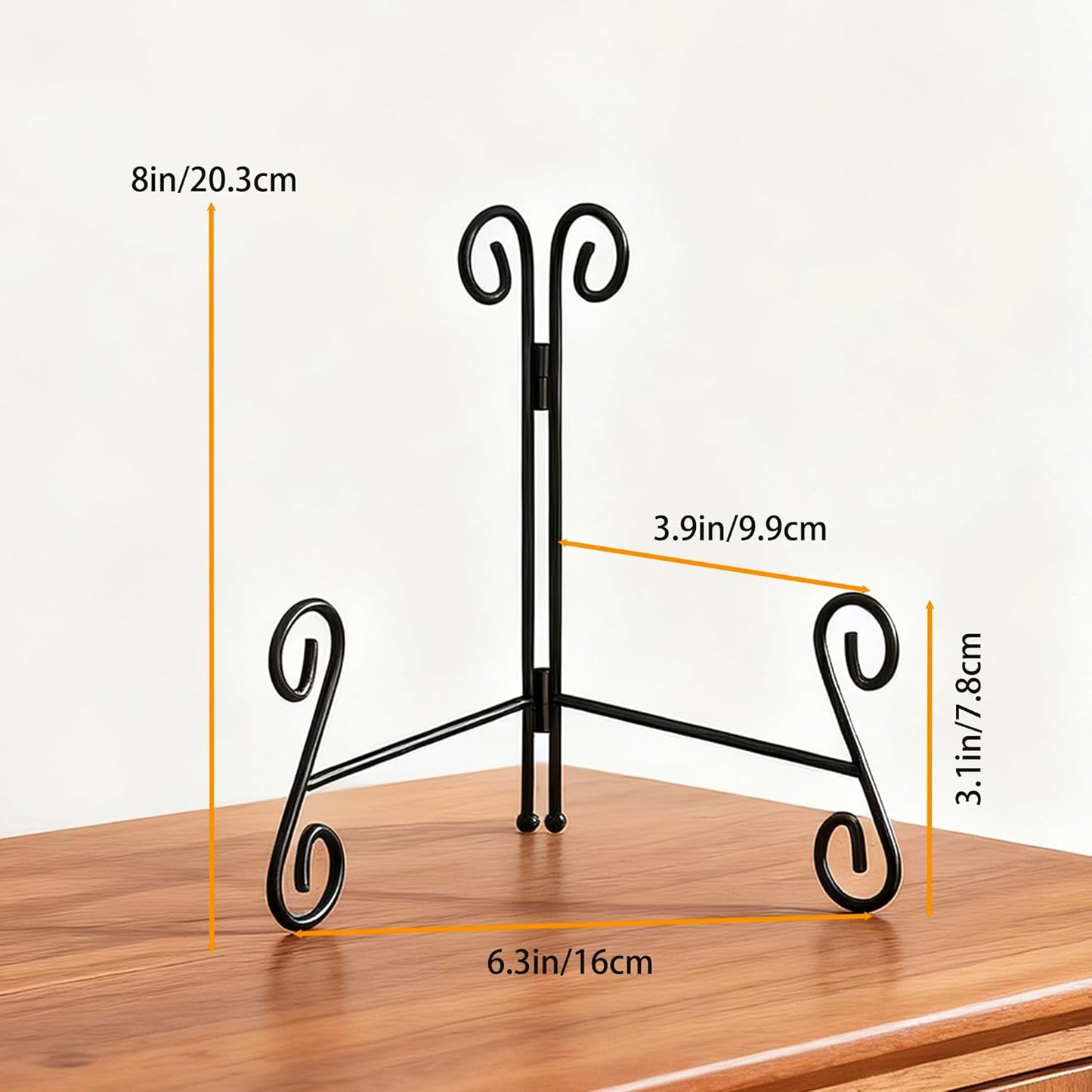 Plate Stand, 8 Inch Plate Holder Display Stand 1 Pack, Black Metal Picture Stand Picture Frame Easel for Home Office Exhibition Reception