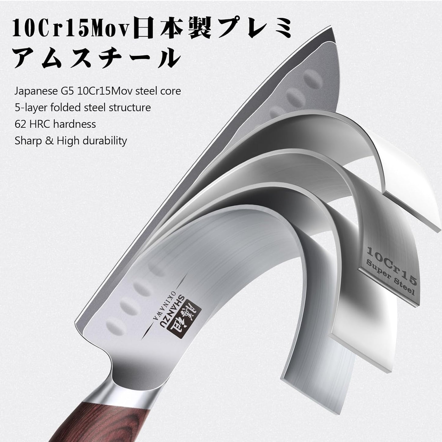 SHAN ZU 7 Inch Chef Knife, High Carbon Japanese 10Cr15Mov Stainless Steel Santoku Knife, Ultra Sharp Professional Kitchen Cooking Knife with Ergonomic Pakkawood Handle