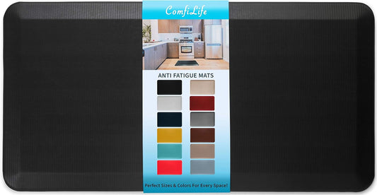 ComfiLife Anti Fatigue Floor Mat – 3/4 Inch Thick Kitchen Mats for Floor, Standing Desk Mat, Kitchen Rug – Comfort at Home, Office – Durable – Stain Resistant – Non-Slip Bottom (24" x 70", Black)