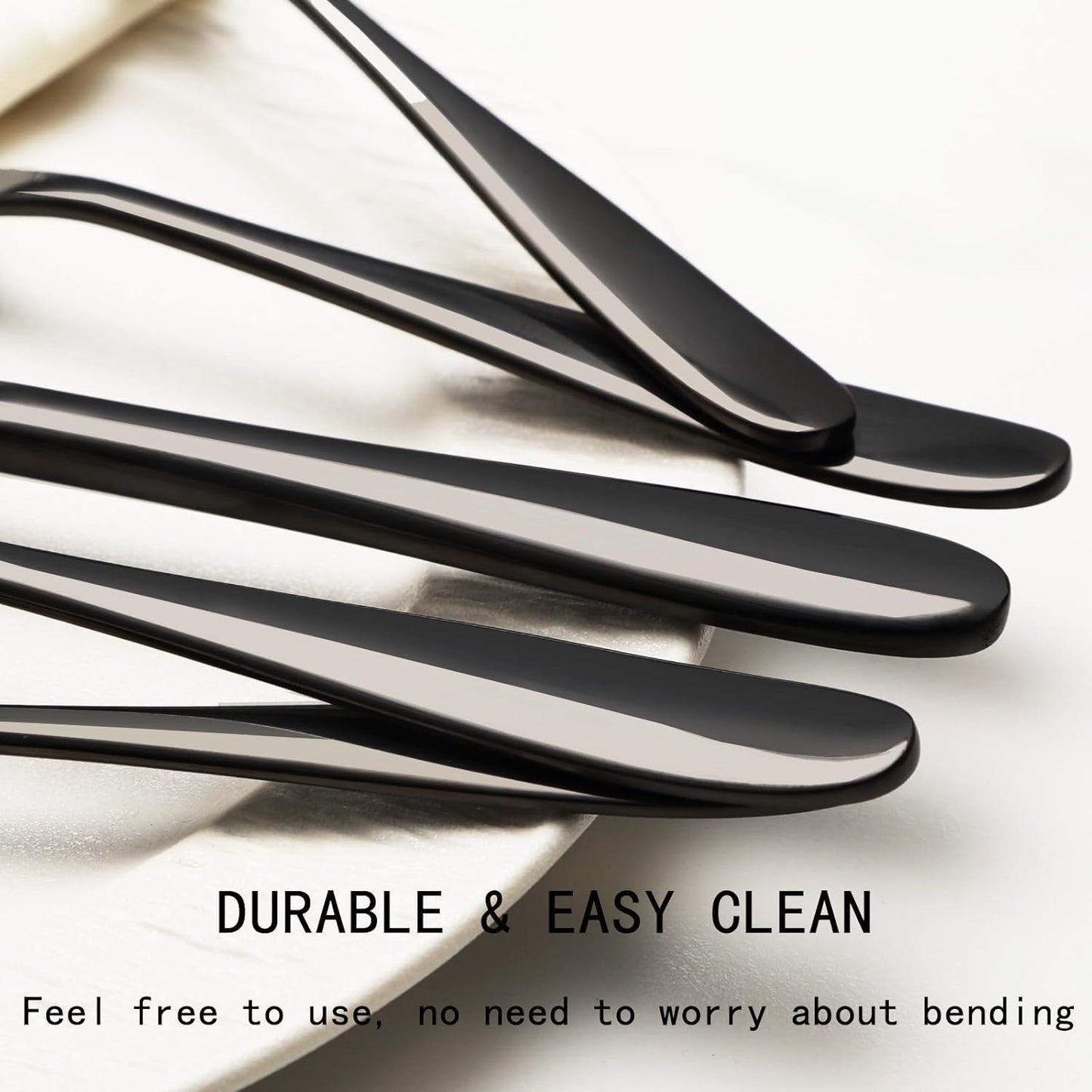 20-Piece Black Silverware Set, Flatware Set for 4, Food-Grade Stainless Steel Tableware Cutlery Set, Mirror Finished Utensil Sets for Home Restaurant, Forks Spoons and Knives Set, Dishwasher Safe