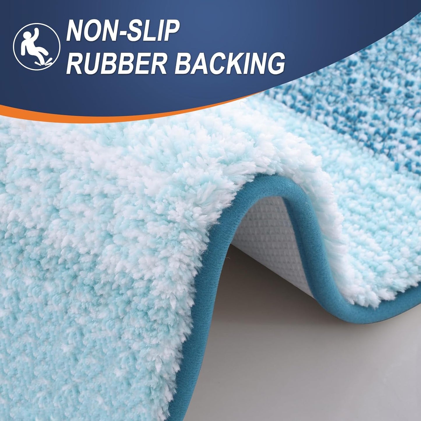 OLANLY Bathroom Rug Set 2 Piece, Soft Absorbent Microfiber Bath Mats and U-Shaped Contour Toilet Rug, Non-Slip, Machine Wash Dry, Plush Shaggy Bath Mats for Bathroom (30"x20"+24"x20", Peacock Blue)