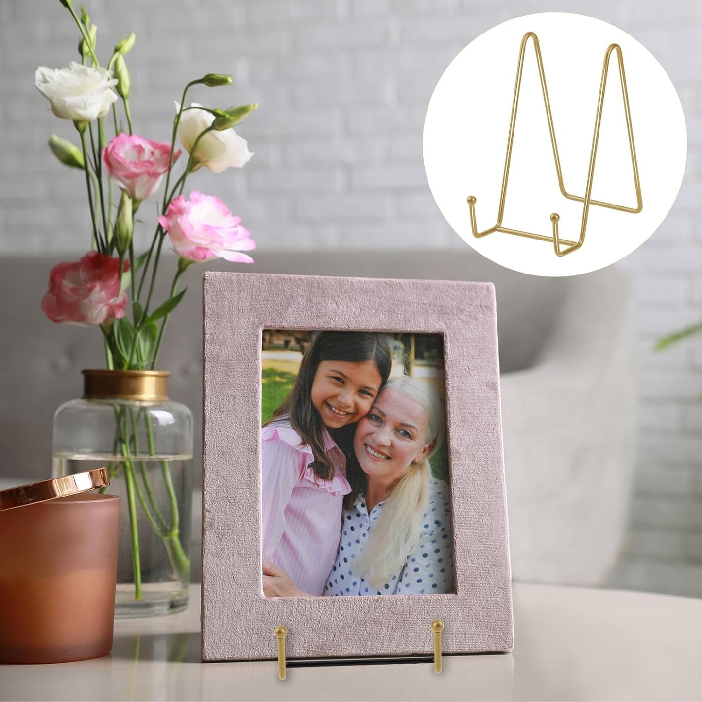 Hoteam 20 Pack Plate Stands for Display, 10 Pcs 4 Inch Metal Frame Plate Holder Display Stand and 10 Pcs 6 Inch Easel Rack for Pictures Photo Decorative Dish Collectibles Tabletop Art(Gold)