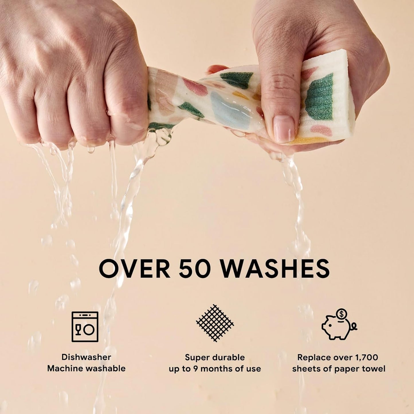 RECYCO Swedish Dishcloths for Kitchen | 5 Pack Urban Boho Terrazzo Washable Dish Rags | Cellulose Reusable Cleaning Paper Towels | Absorbent Counter Dish Cloth Sponge Kitchen Wipes, 8" L x 7" W