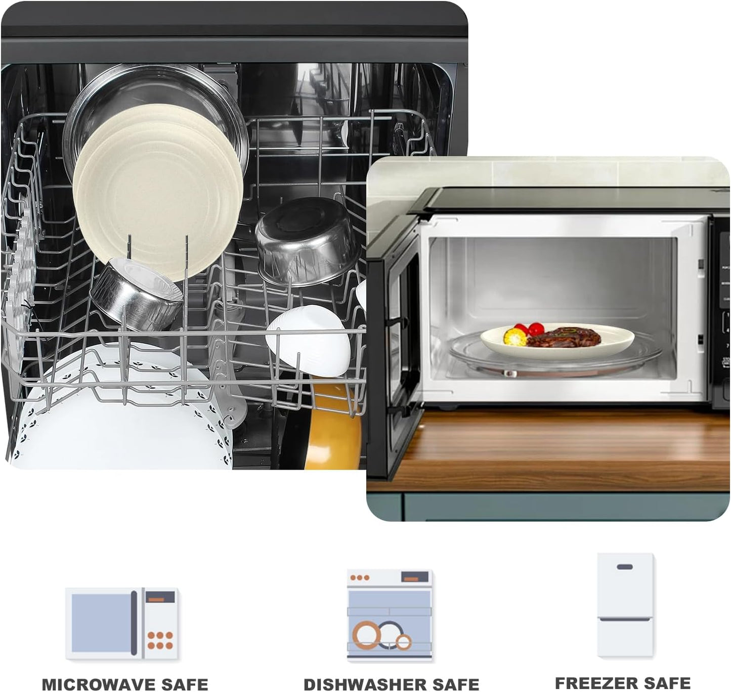 8 Pack Snack Plates, Unbreakable Wheat Straw Plate 5.7 Inch, Plastic Plates Reusable for Dessert, Appetizer, Bread, Microwave & Dishwasher Safe Small Plate for Kitchen,Camping (Beige)