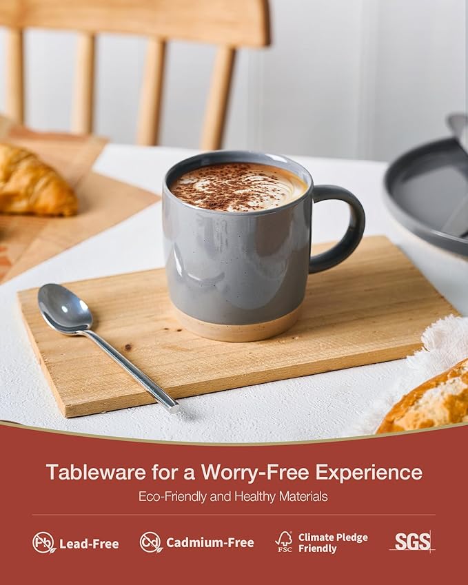 famiware Coffee Mugs for 6, 13 oz Mug Set, Dringking Cup with Handle for Coffee, Tea, Cocoa, Milk, Milkyway serise, Dark Gray