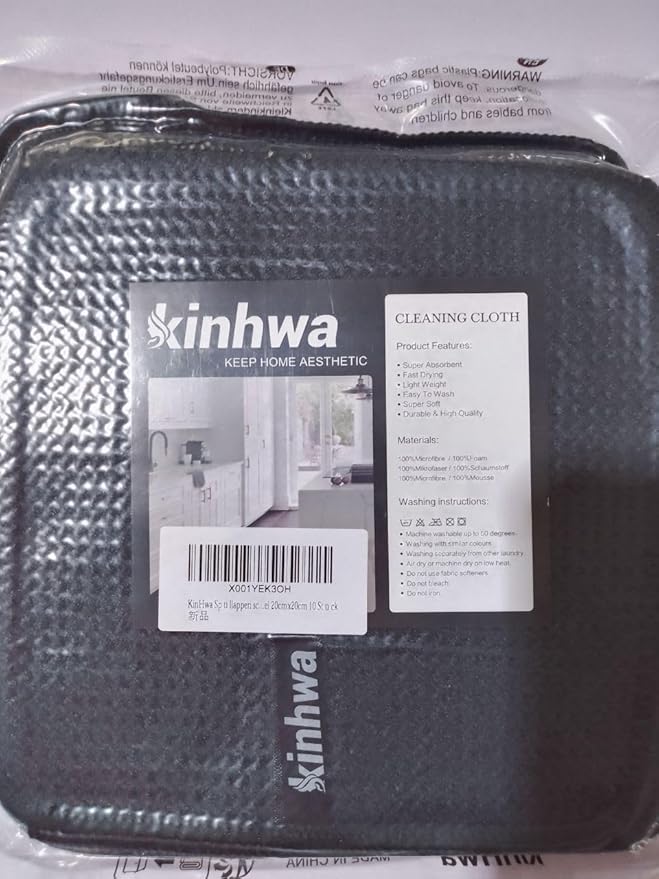 KinHwa Dish Cloths for Washing Dishes Kitchen Towels Microfiber Dish Towels for Kitchen Dish Towels Absorbent 8inch x 8inch 6 Pack (Black, 8in x 8in 10 PC)