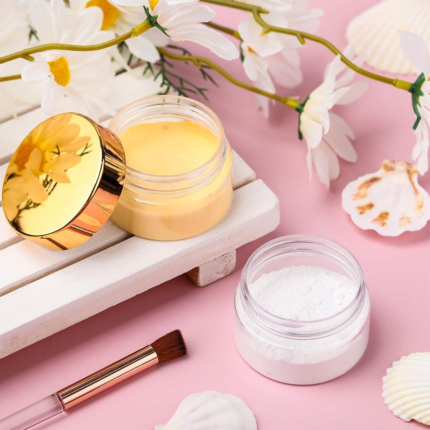 SATINIOR 6 Pack 6 oz Plastic Jars Containers with Lids Wide-mouth Refillable Leakproof Reusable Round Empty Jars for Travel Cosmetic Dry Food Spice Candy Cookie Home Kitchen Organizing(Gold)