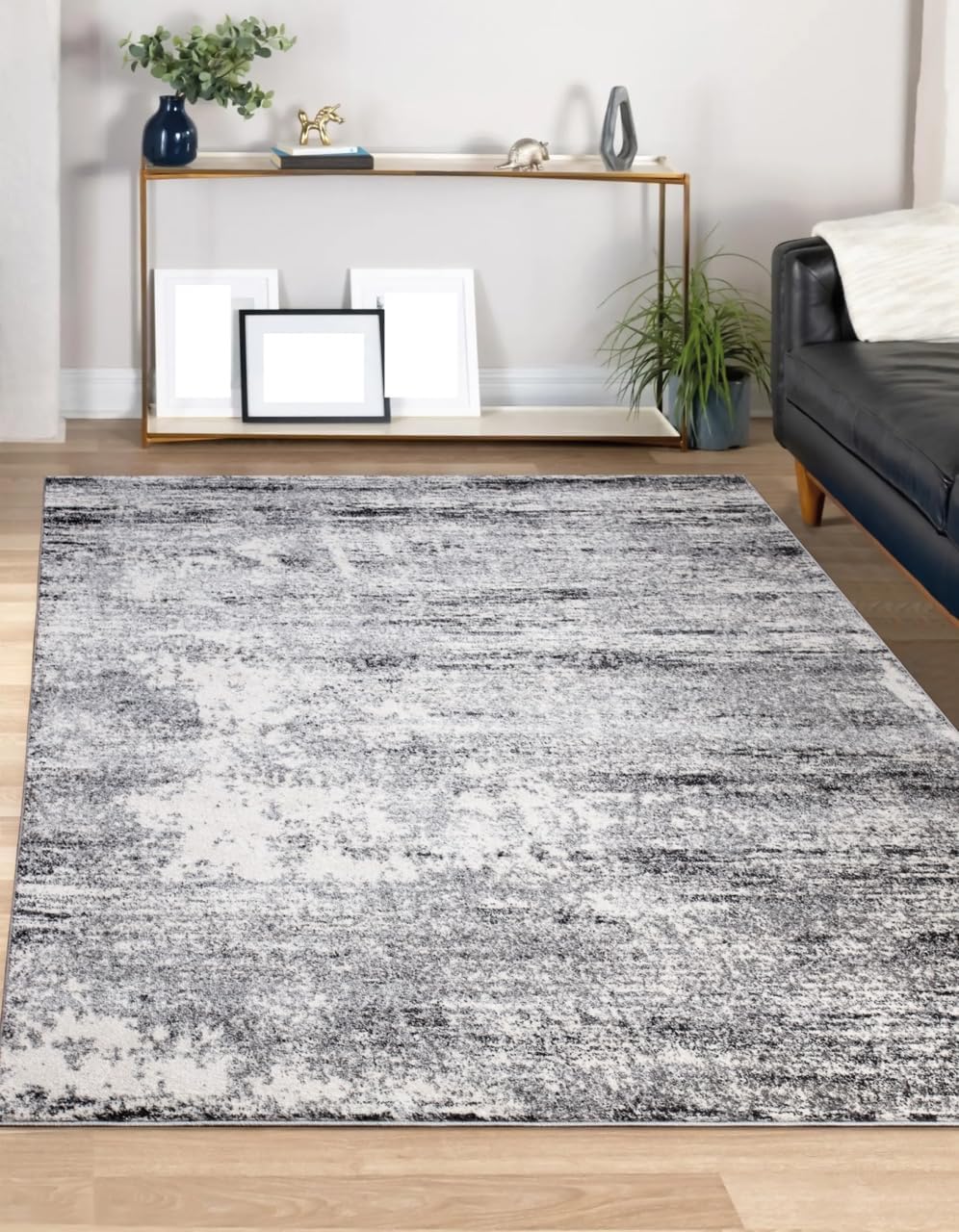 Keen Home Design Area Rugs - Non-Shedding, Thick Pile Abstract Rugs for Kitchen, Living Room, Bedroom, Dining Room, Entryway (Abstract Cream/Grey, 7'3" x 10'2")