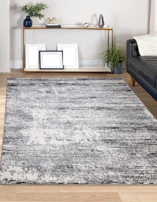Keen Home Design Area Rugs - Non-Shedding, Thick Pile Abstract Rugs for Kitchen, Living Room, Bedroom, Dining Room, Entryway (Abstract Cream/Grey, 5'3'' x 7'7'')