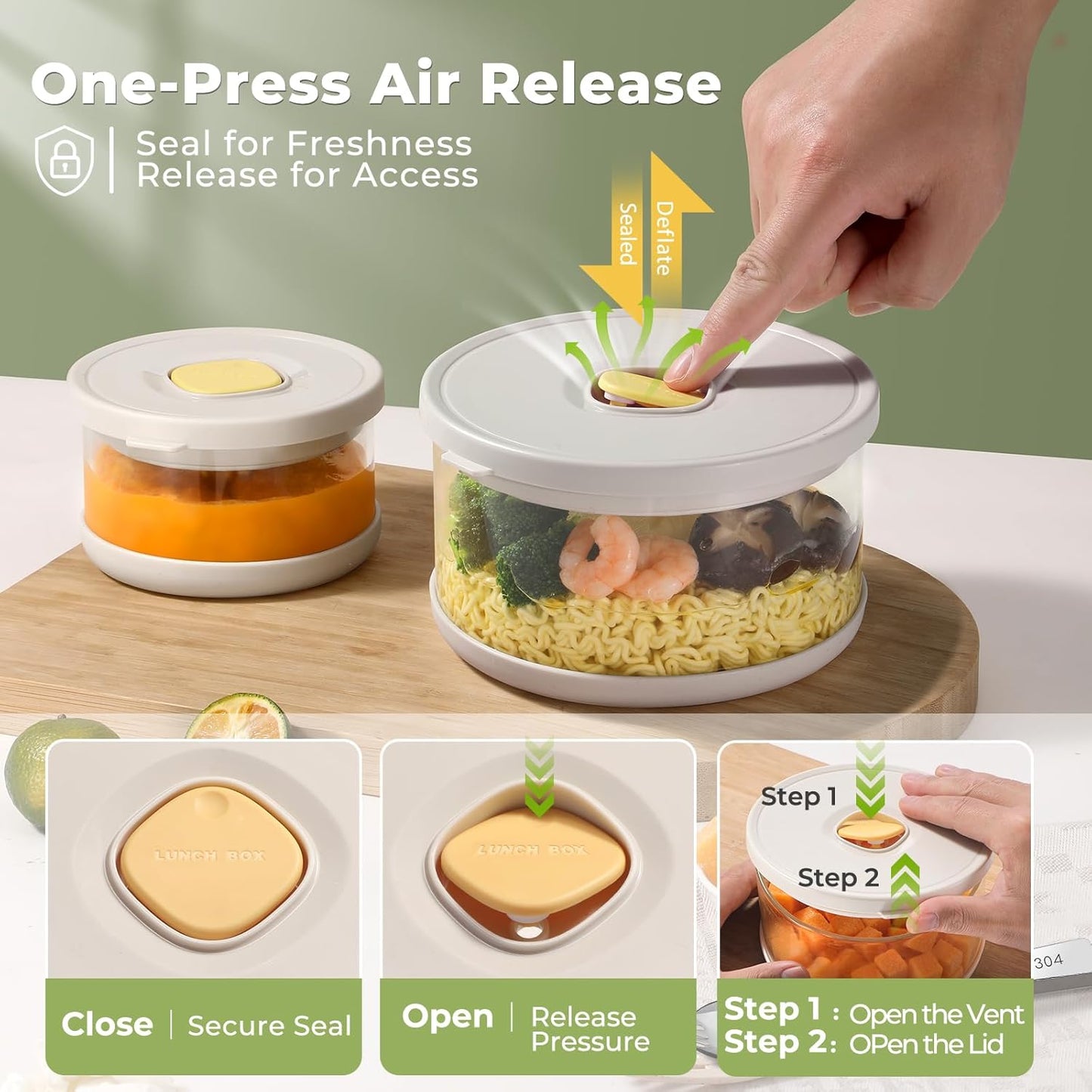 Glass Food Storage Container with Airtight Lids, 33.8oz High-Borosilicate Glass Meal Prep Container, Overnight Oats Cereal Bowl, Bento Lunch Box for Salad, Ramen, Fruit - 1 Pack (White)