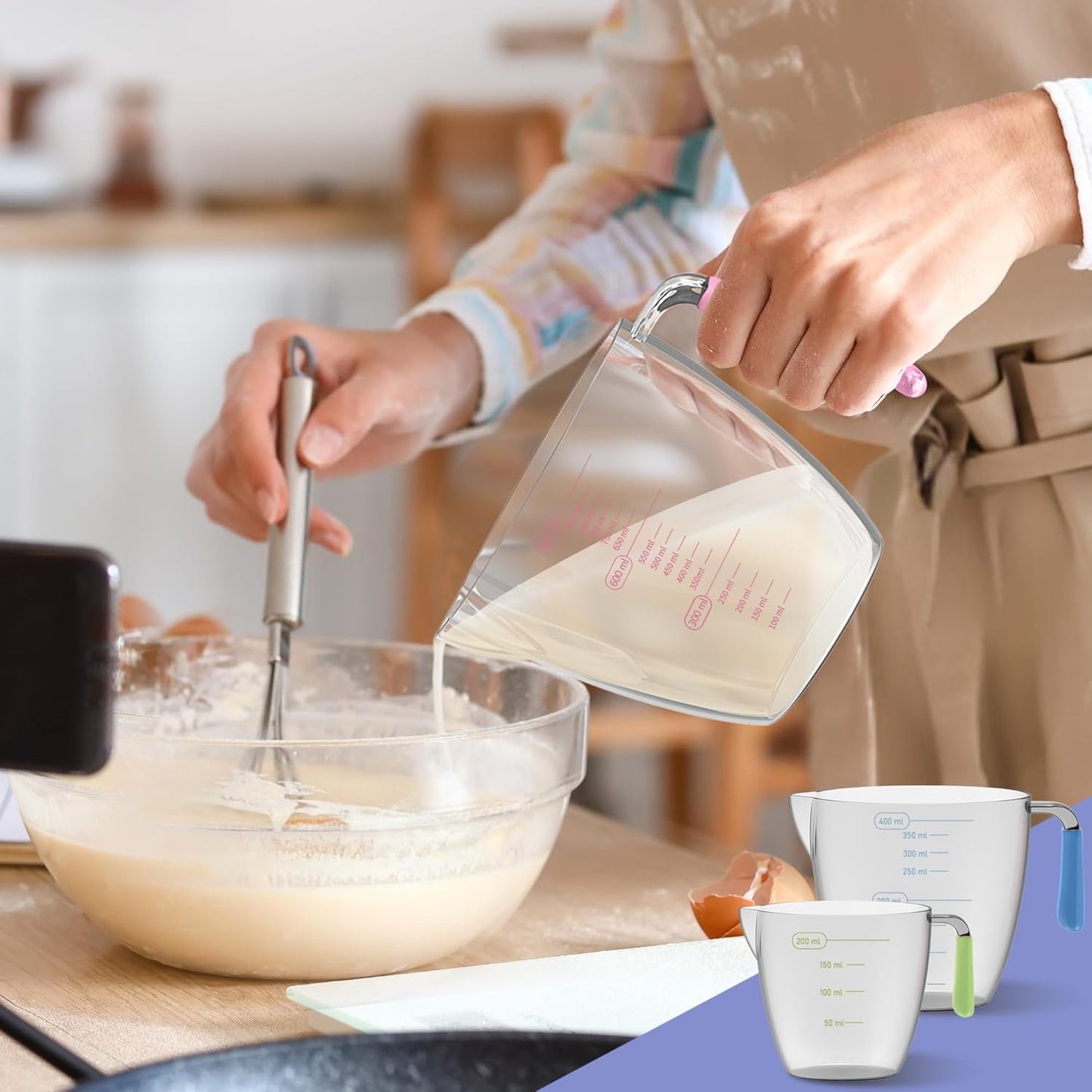 Magnetic Measuring Cups and Spoons Set, 5 Stainless Steel Measuring Cups for Dry and Liquid Ingredients, 7 Magnetic Measuring Spoons, 3 Plastic Measuring Cup with 1 Measuring Conversion Chart